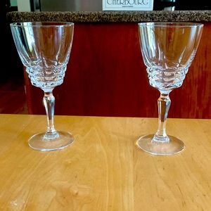 Vintage, Set of 2,Unused Crystal Wine Glasses